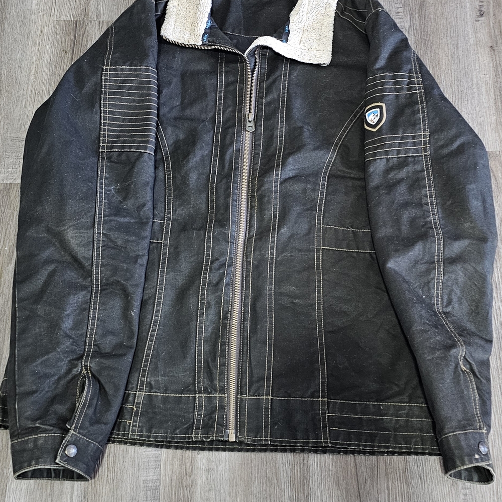 Kuhl Burr Womens Size M  VTG Patina Dye Black Canvas Full Zip Jacket